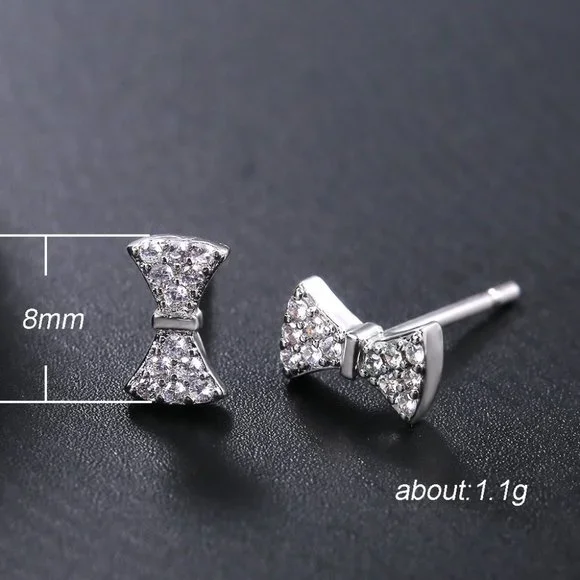 🍁Dainty Bow Sweet CZ Bow Shape Stud Earrings for Women, GPMB1425 - Picture 6 of 6